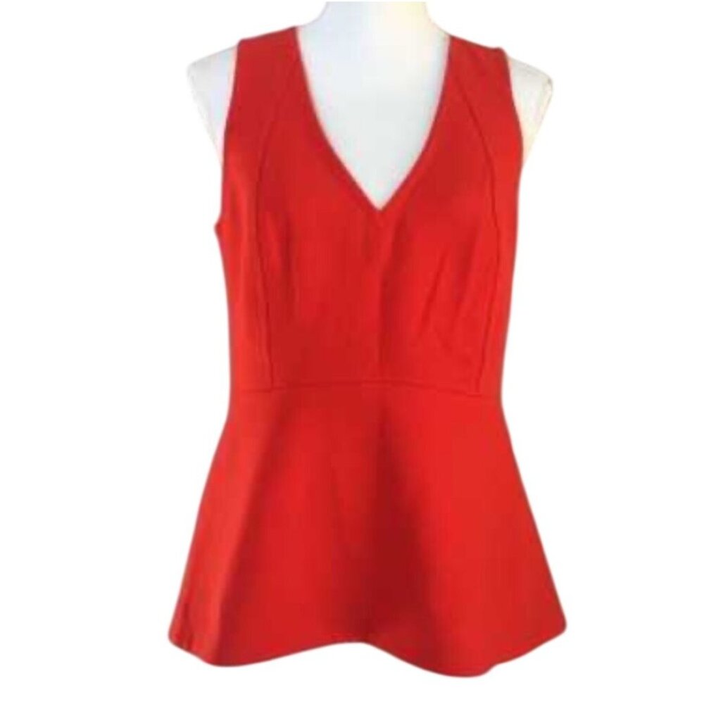 Anthropologie Leifsdottir Hara Red/orange Peplum Top 14  V-Neck Sleeveless